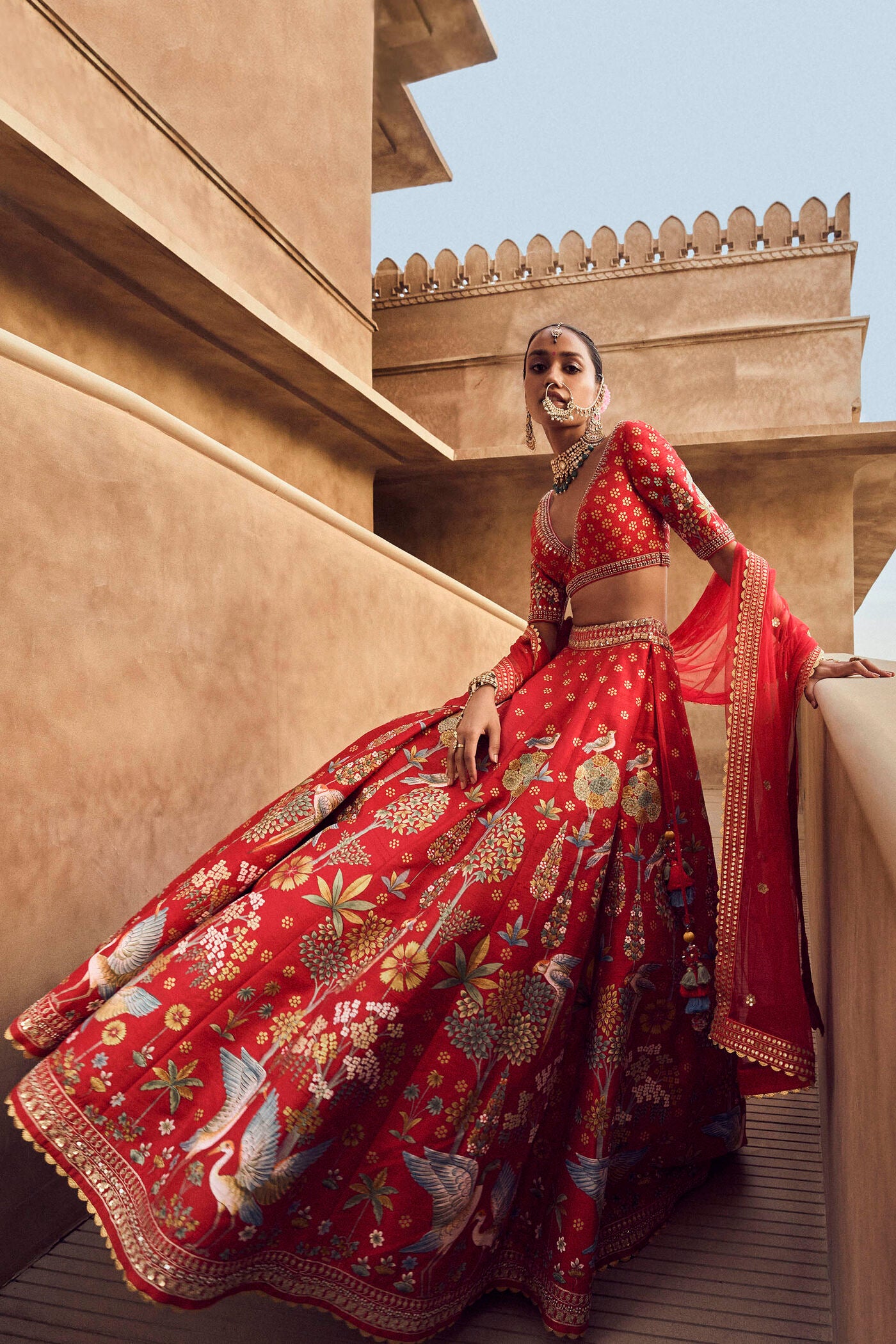 Visvam Lehenga - Red
