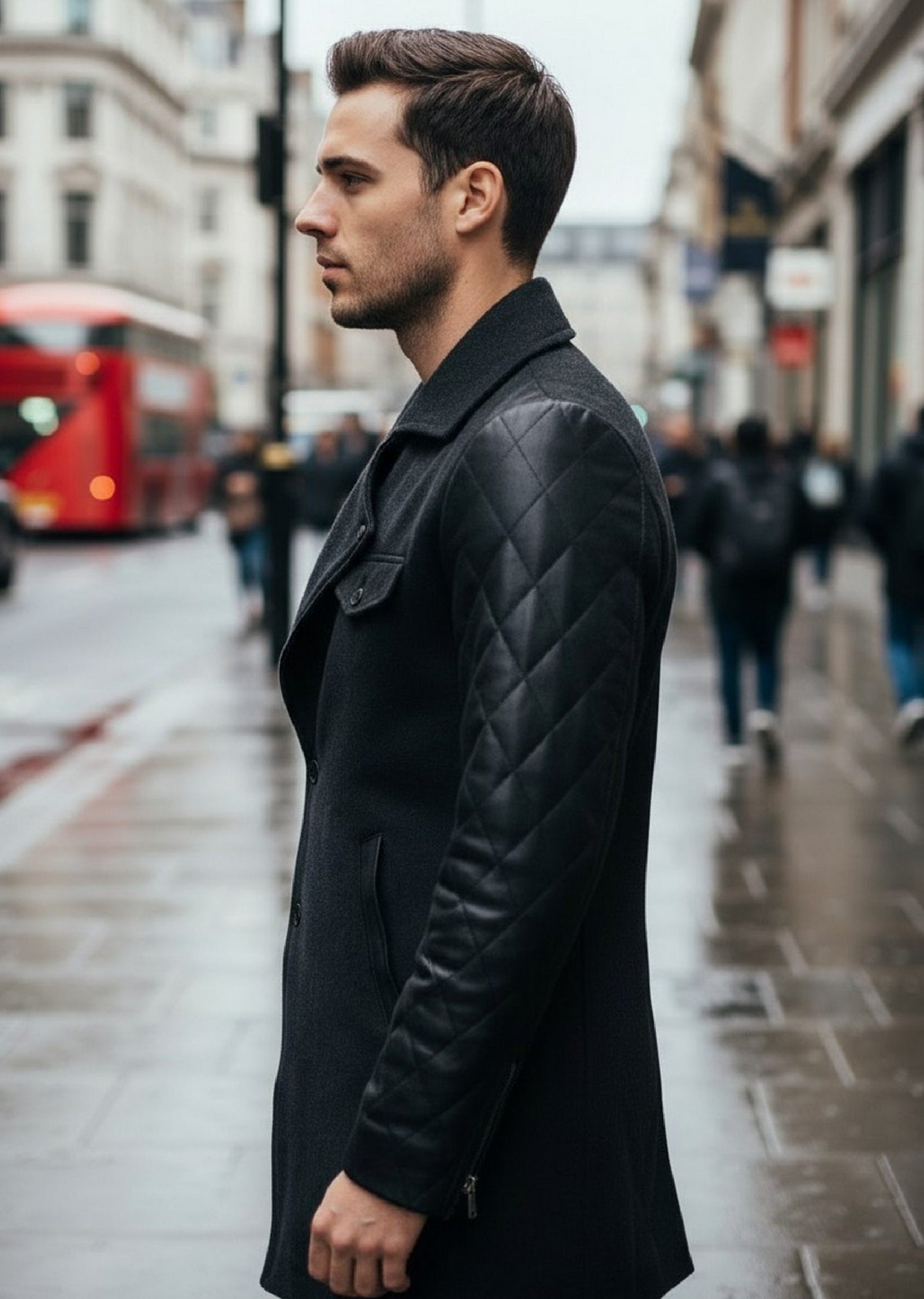 Black Double Breast Quilted Coat