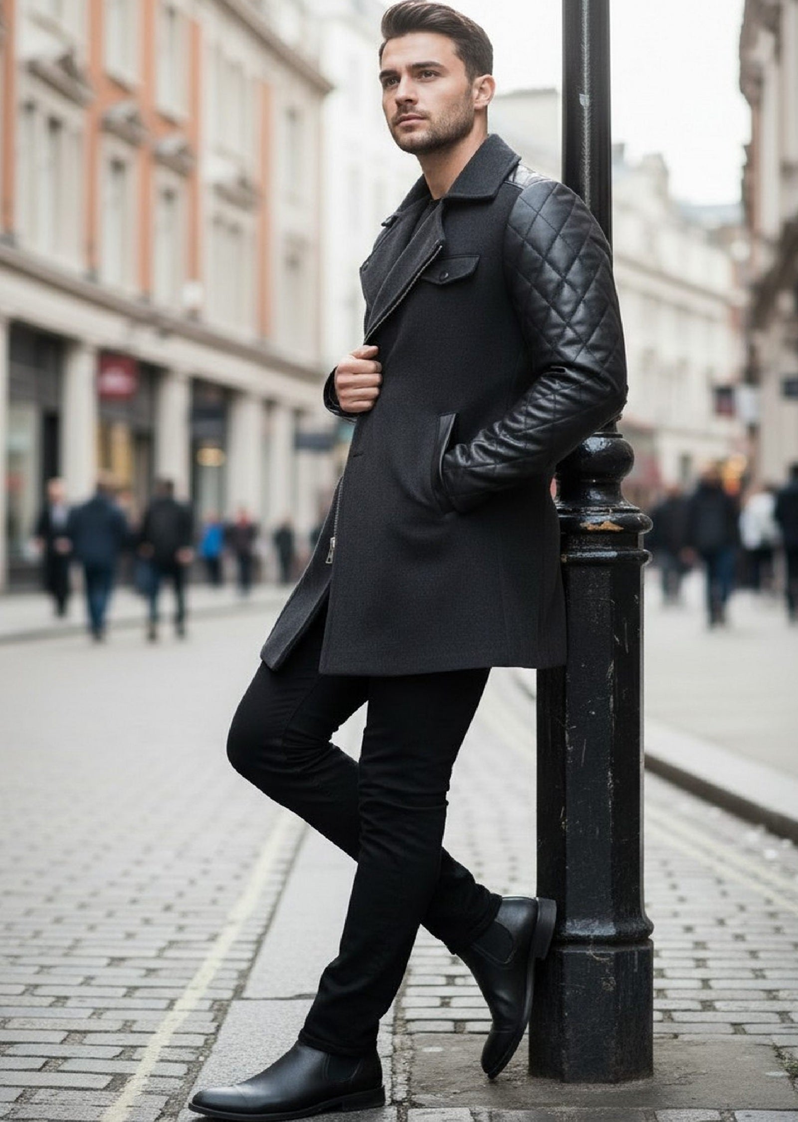 Black Double Breast Quilted Coat