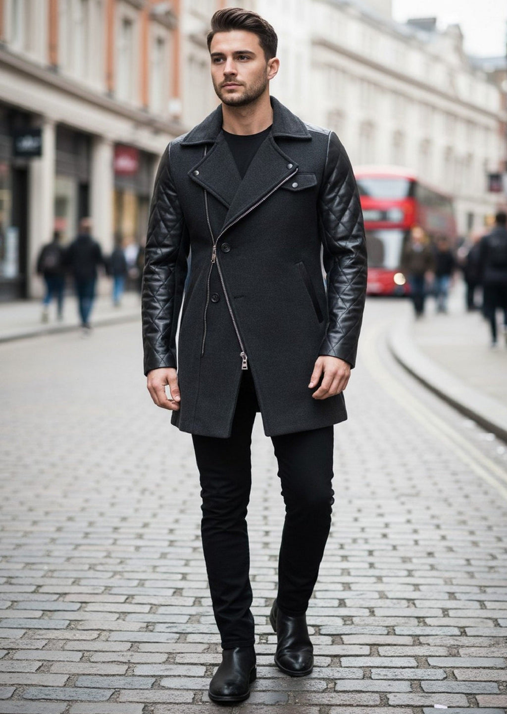 Black Double Breast Quilted Coat