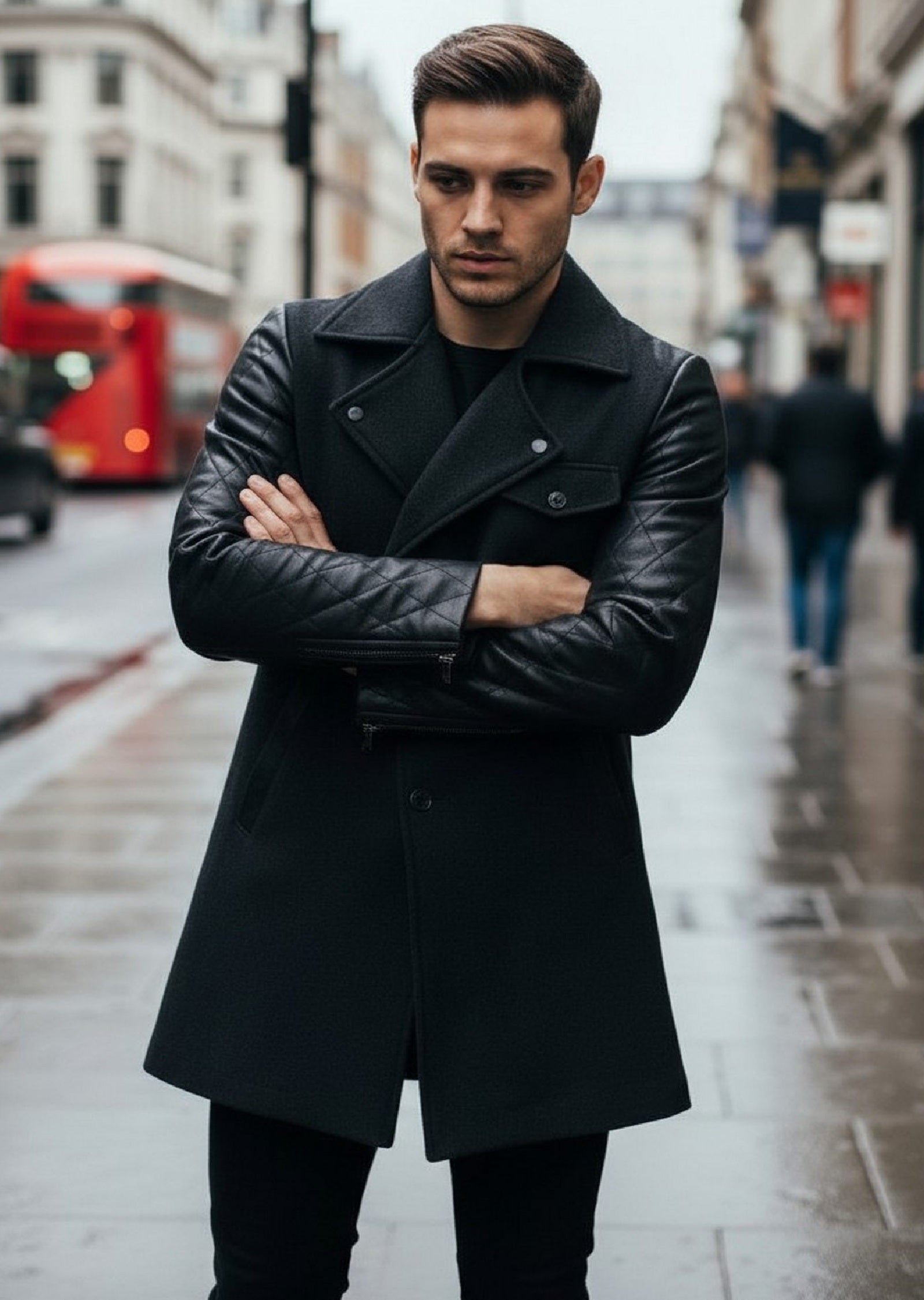 Black Double Breast Quilted Coat