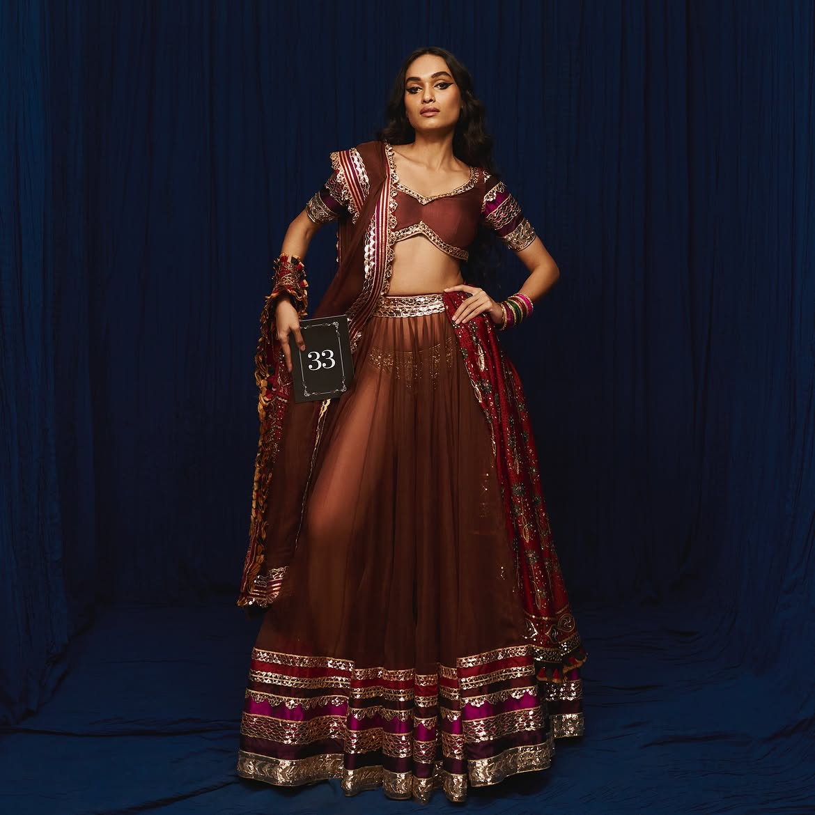 The Sheer Maroon Lehenga
