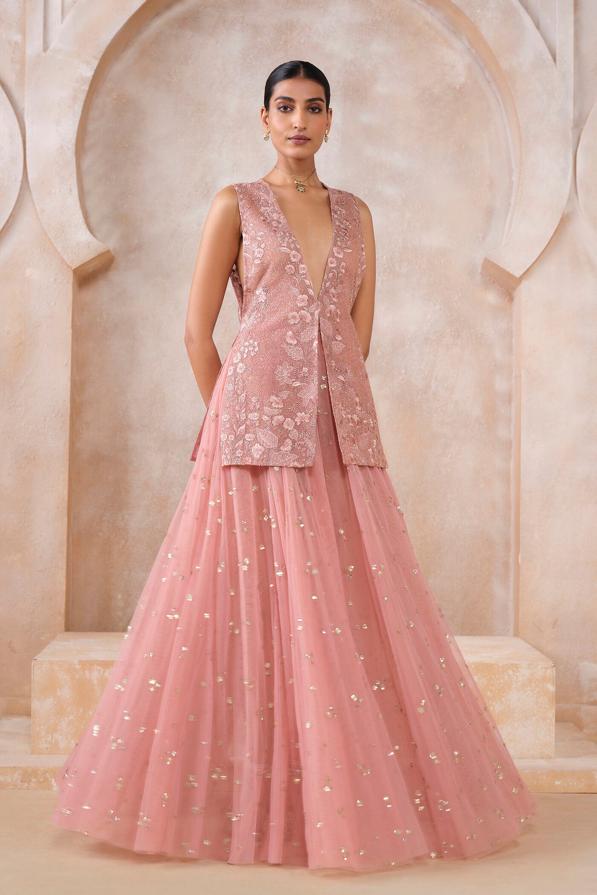 Idra Embroidered Skirt Set - Blush