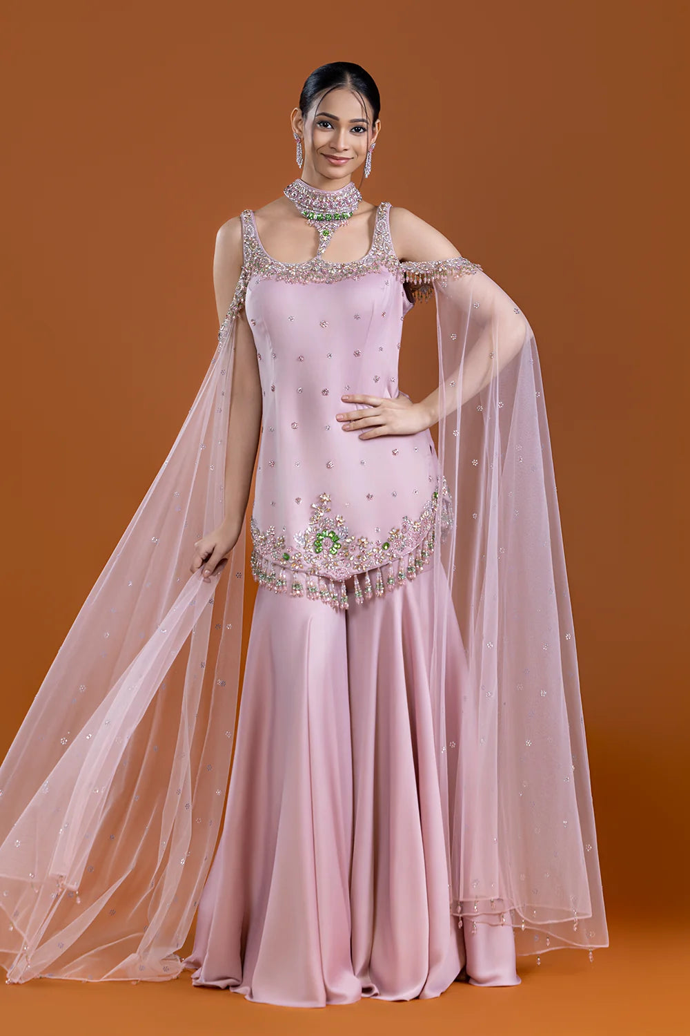 Gulnoor Blush Berry Gharara Suit