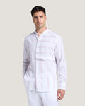 Lincot Mandarin Collar Striped Shirt